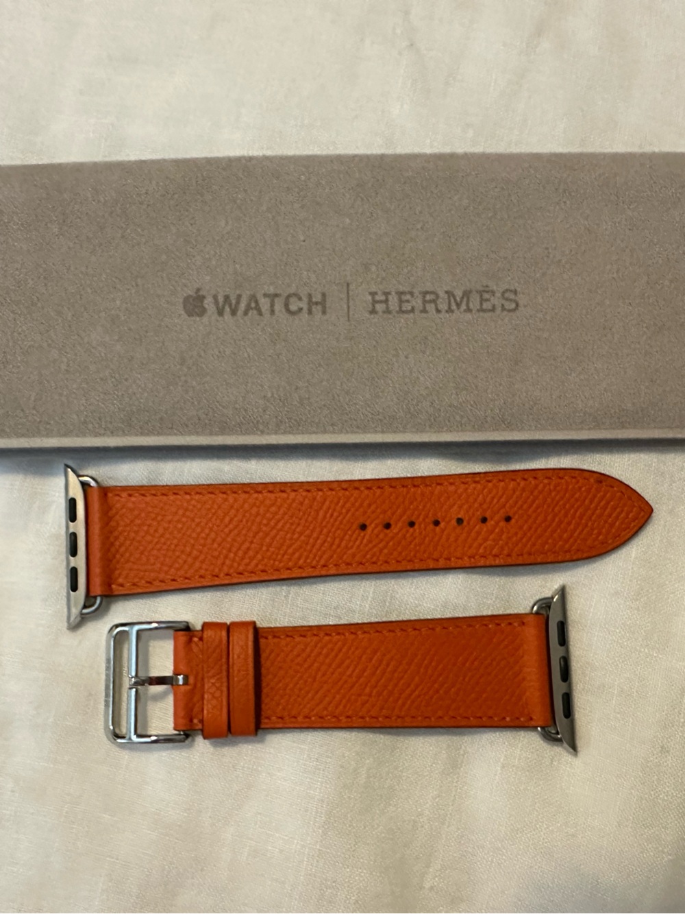 Hermès Orange Leather Apple Watch Strap